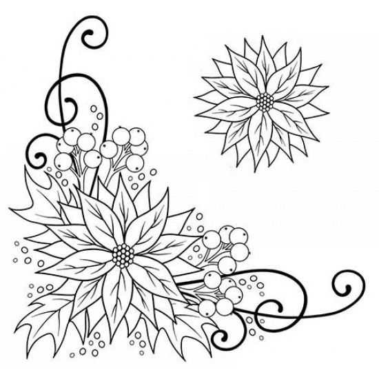 Poinsettia Corner Cling Rubber Stamp